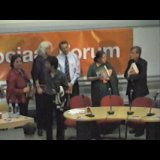 Agnes Jongerius, Peyman Jafari, Sylvia Borren, Mustafa Barghouti, Vandana Shiva en Walden Bello