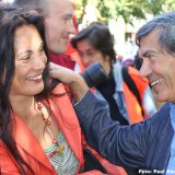 2005 Mohammed Rabbae (GL) en schrijfster Marion Bloem ontmoeten elkaar bij Keer het Tij manifestatie Den Haag